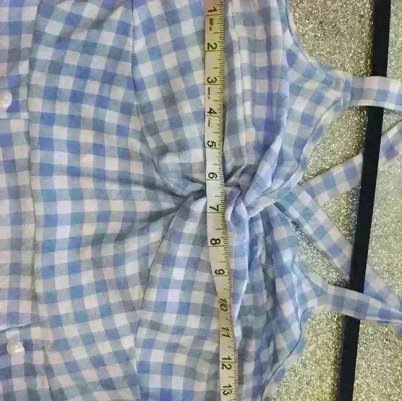 Summer midi checkered Blue dress Size  med - Picture 9 of 10